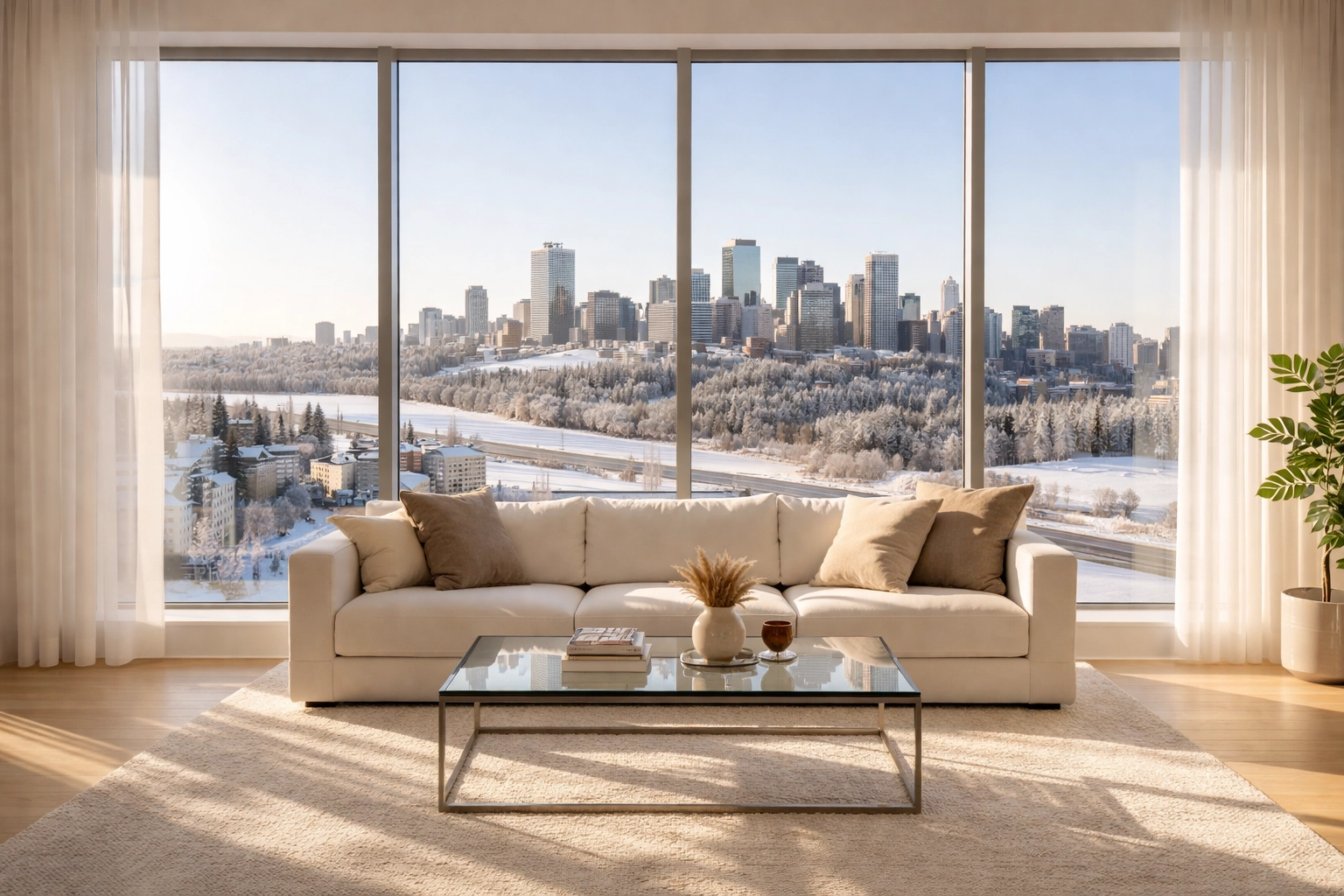 Beautifully staged living room in Edmonton to increase home resale value